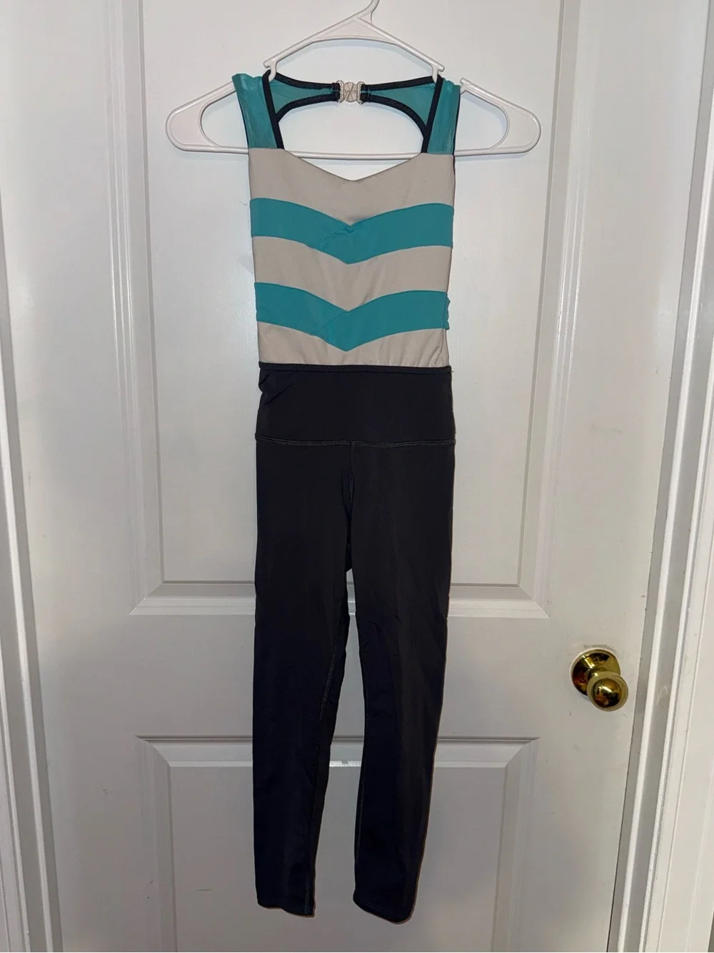 Tiger Friday Unitard Size Child XL Colorblock Teal and Gray Athletic